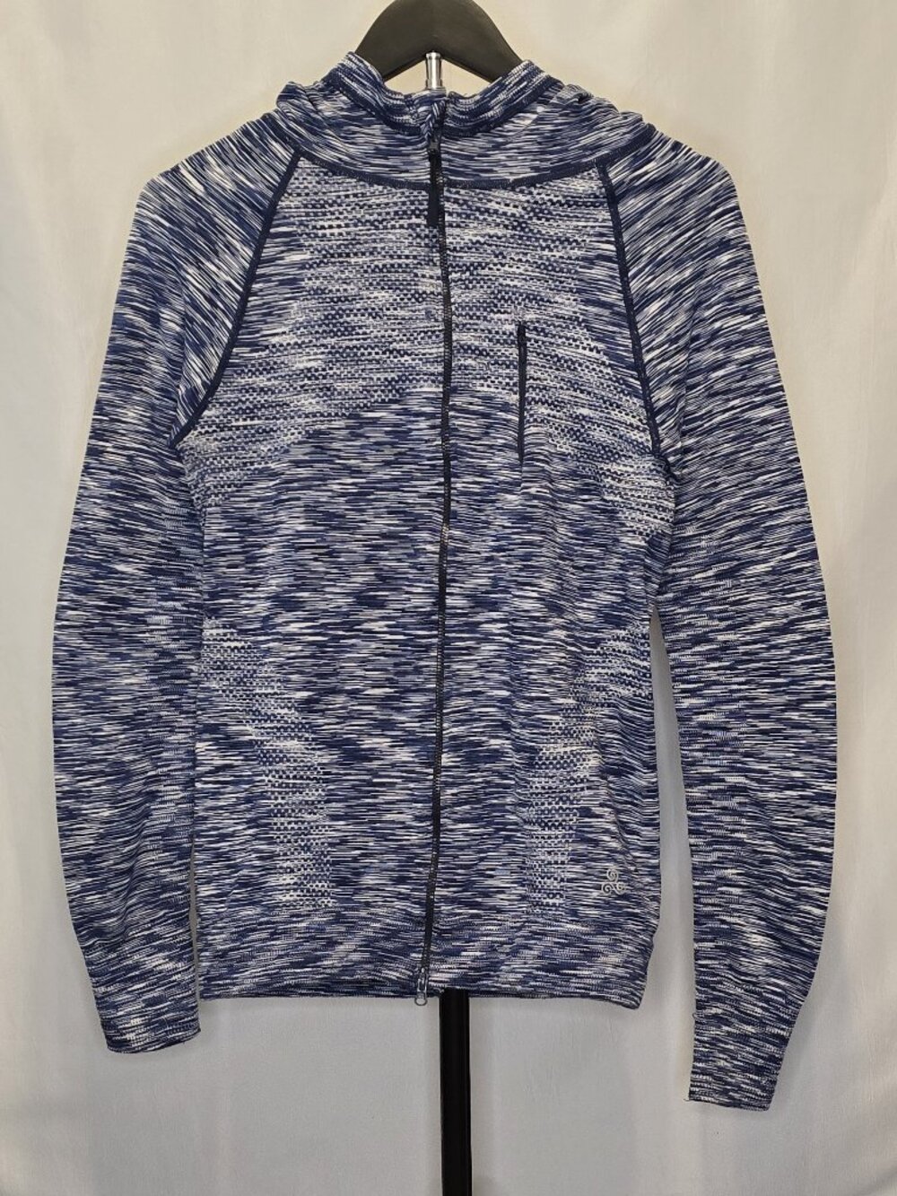 Soho Sport Space Dye Full Zip Hooded Athletic Jacket Blue White Women's Small